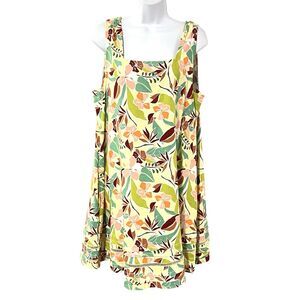 C&C California Hawaiian Mini Dress Pockets L Tucks TRIM Vacation Summer A-Line